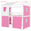 Lit double superposé en bois avec tente, rose et blanc-1999843728