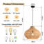 Small Rattan Pendant Light, Natural Wicker Shade, Iron Frame, Adjustable Height, E27 Socket, 35 Cm Diameter, For Kitchen Island Hallway (Bulb Not Included)