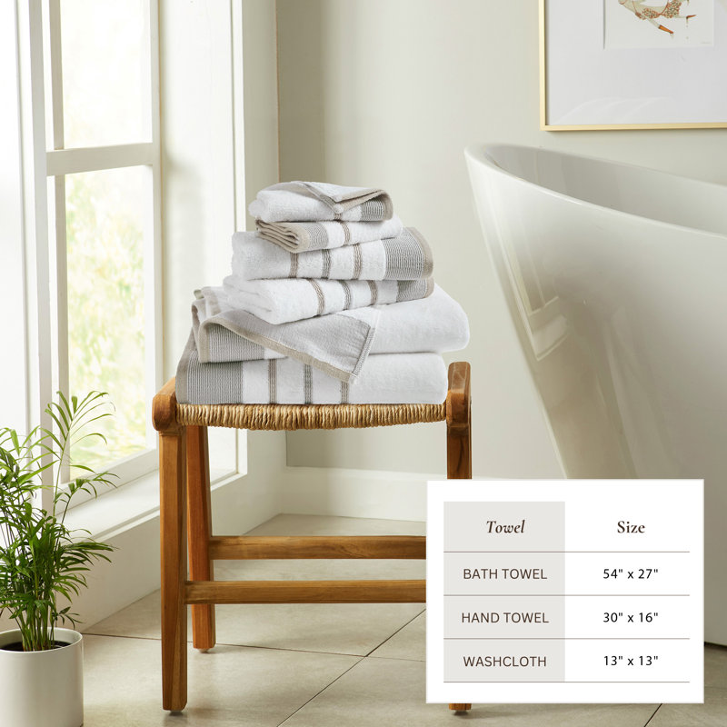 Deanthony Luxury Cotton Decorative, Glacier Gray/Cappuccino, 6 Piece Towel Set