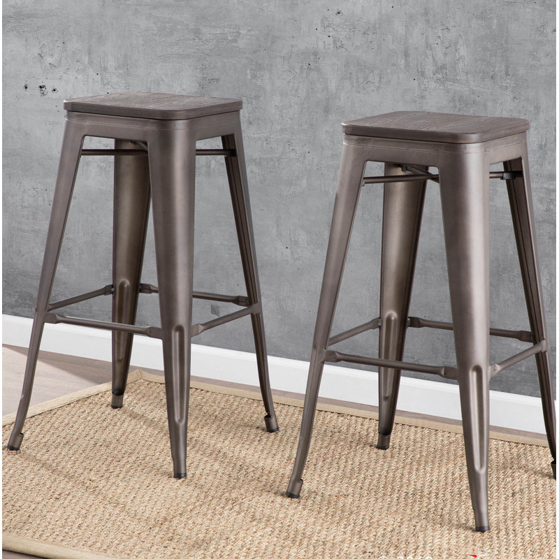  Christie 30" Stackable Bar Stools, Antique/Espresso, Bar Stool (30.25" Seat Height)