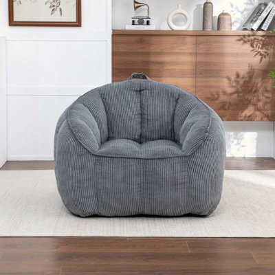 Fauteuil à billes géant pour adultes, fauteuils à billes confortables en velours côtelé avec accoudoirs pour le salon de la chambre à coucher, fauteuils à canapé paresseux pour adultes avec rembourrage inclus
