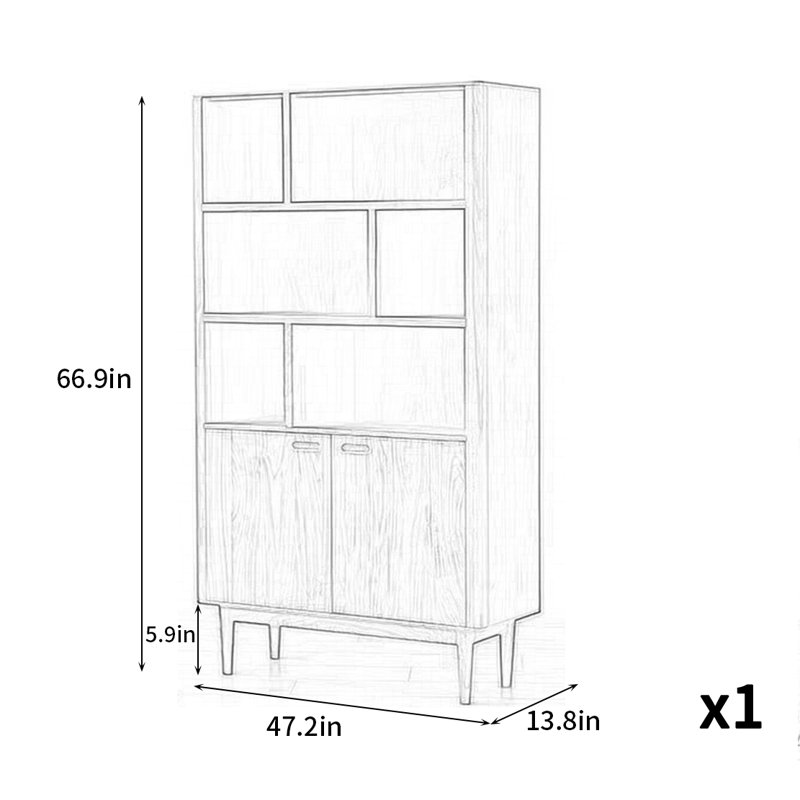 Bibliothèque luxueuse de style nordique, (3 tablettes) H 66,90 po x l 47,20 po x P 13,80 po