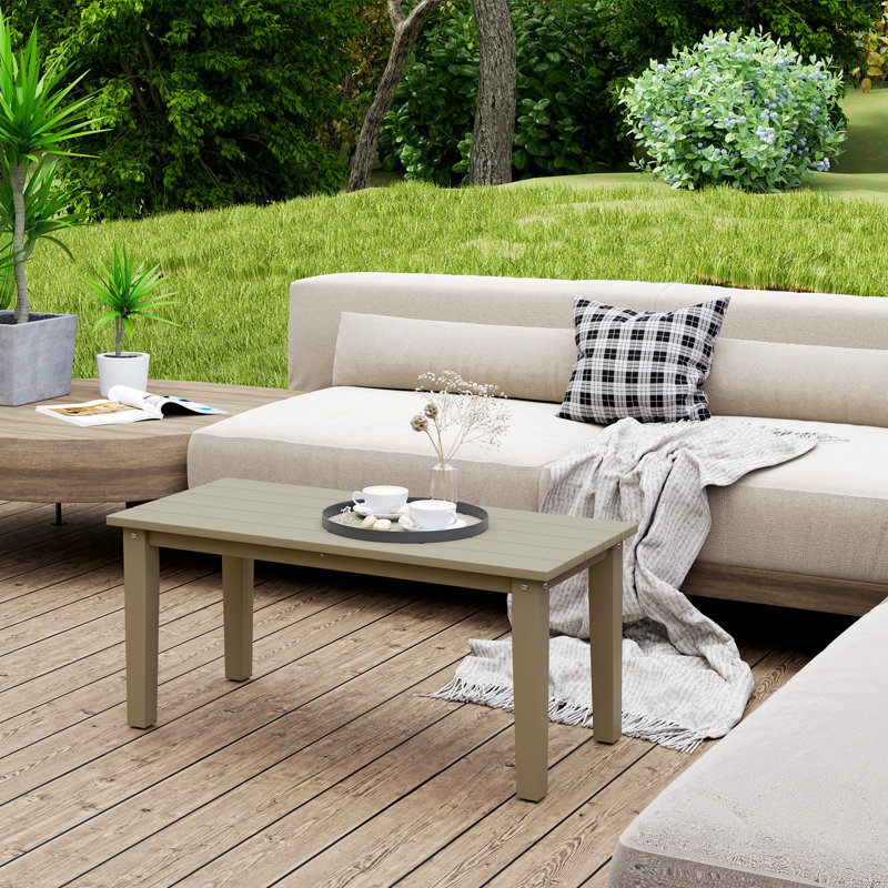 Durable Patio Tables, Hdpe 35.8 Inch Slatted Modern Table For Backyard