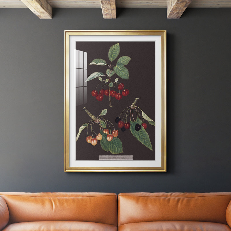Brookshaw Cherries, reproduction encadrée de qualité supérieure, Or, H 42,5 po x l 30,5 po x P 1 po