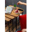 Ensemble de 3 tables gigognes, tables d'appoint empilables en métal aspect bois pour le salon