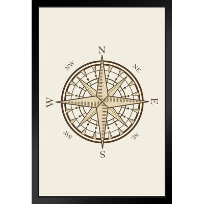 Nautical Compass North South East West Direction Symbol Black Wood Framed Art Poster 14X20 -  Trinx, F79B10D76DC6427EA637FB3B15B28C00