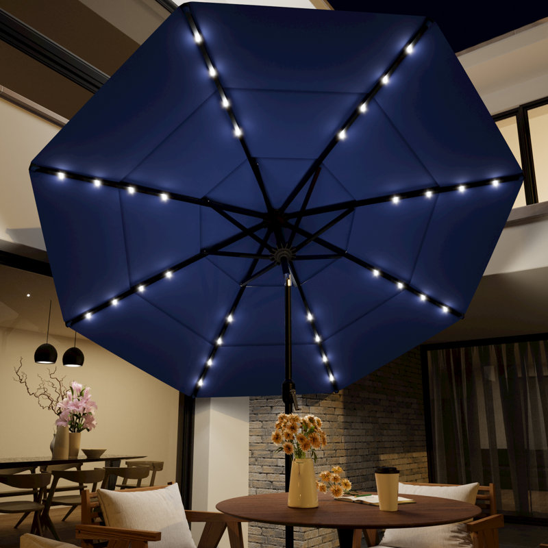 Parasol de marché 11 pi, Bleu, H 96,5 po x l 132 po x P 132 po