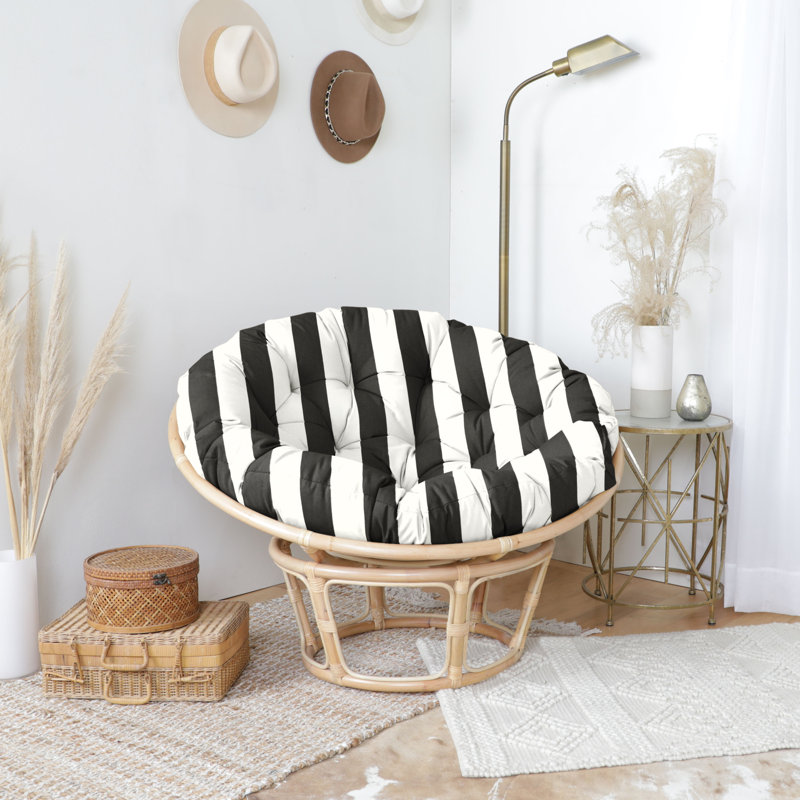Striped Papasan Cushion, Cabana Classic Black Stripe Sunbrella®