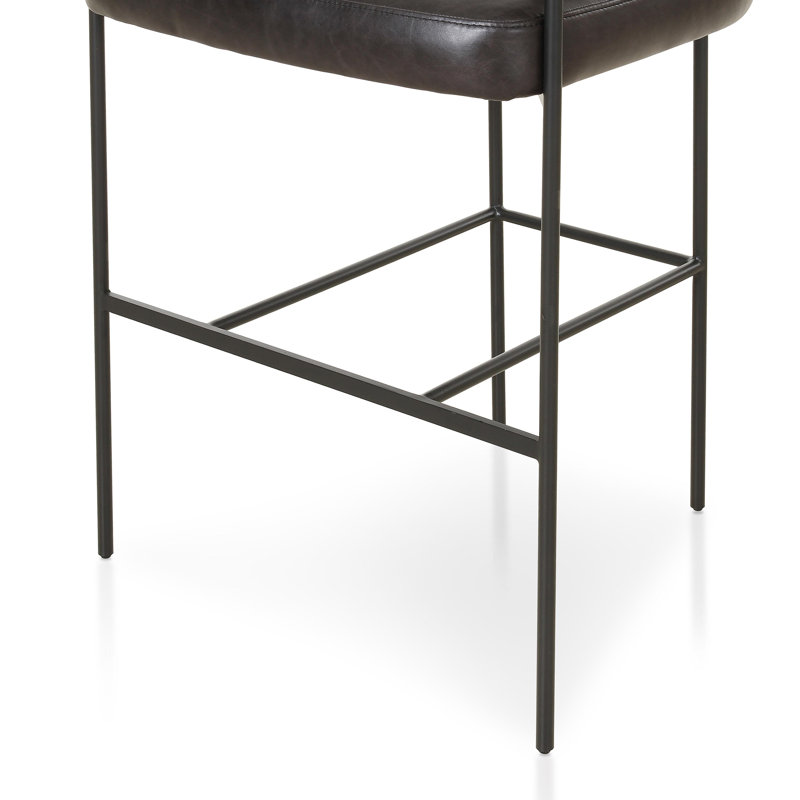 Grayson Counter and Bar Stool, Bar Stool (30.5" Seat Height), Sonoma Black Genuine Leather, Solid
