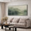 Très grande reproduction d'art sur toile - Misty Forest Hills and Lake Morning, décor de paysage pour le salon ou la chambre à coucher - «Assemblage requis du cadre (cadre non fini)»