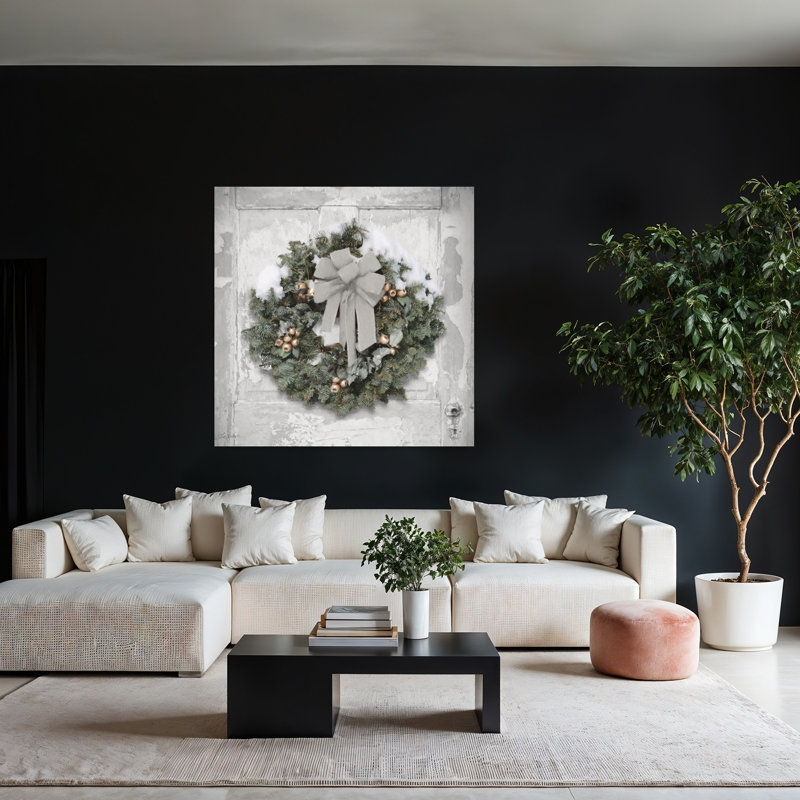 Couronne contemporaine avec art des Fêtes, H 48 po x l 48 po