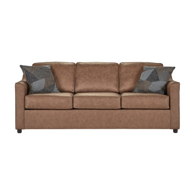 81" Faux Leather Sofa with Terrazzo Pillows