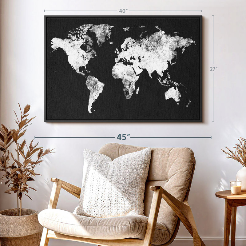 "Art mural carte noir et blanc", H 27 po x l 40 po
