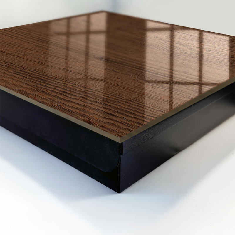 Key box for wall, Opens to the right, 30x30x5, Black, Warm wooden surface with visible grain, 