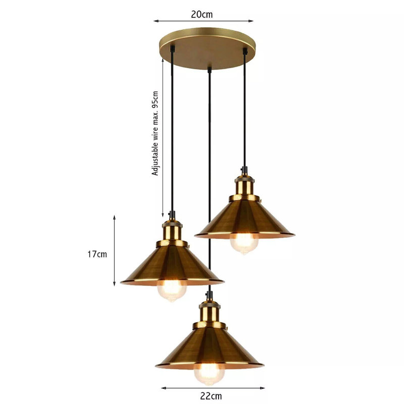 Collinsville 3 - Light Cluster Pendant, Yellow Brass