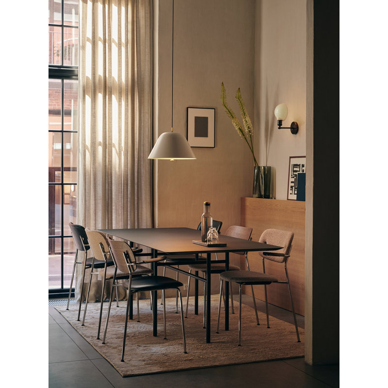 Co Upholstered Dining Chair, Brown Leather, Chrome, Natual Oak
