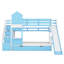 Lit superposé simple de style château avec tiroirs et tablettes-704523653