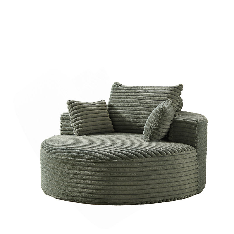 Canapé éponge Boneless, fauteuil-lit moderne moelleux, Velours côtelé vert, 35" H x 55" W x 55" D