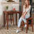 3-Piece Bar Table Set with Pub Table and 2 Saddle Stools