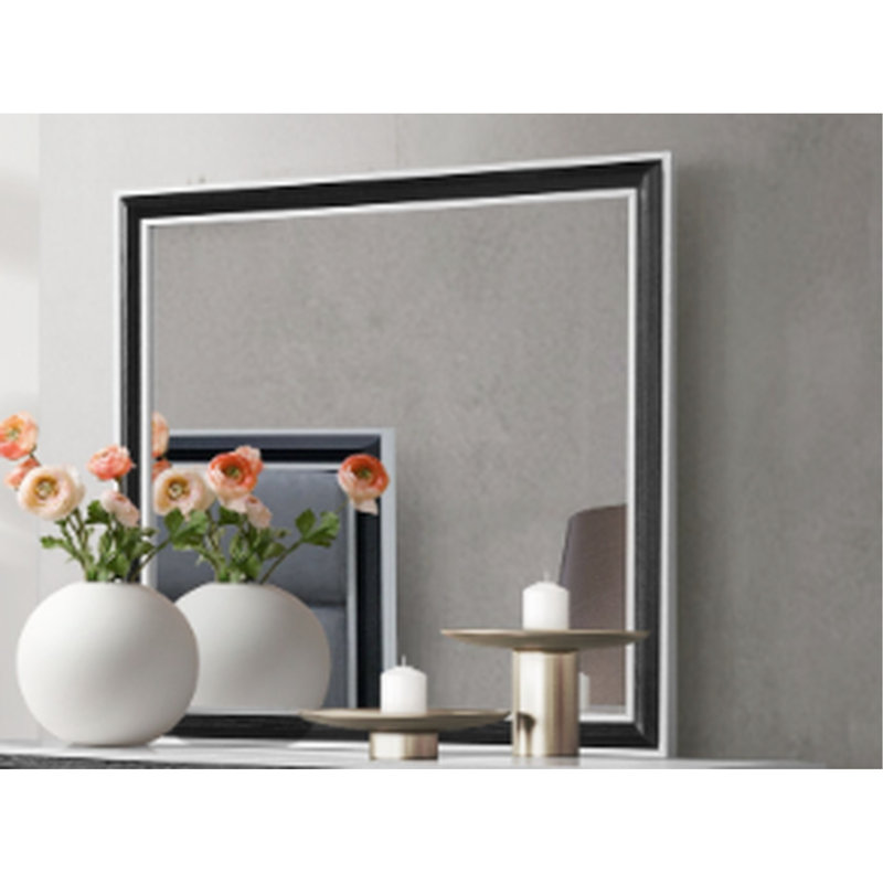 Black Trim Grey Mirror, 35.2 Lb Box, Solid Wood + Heavy Package,