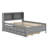 Full Size Bed With Twin Trundle, Wood Platform Bed With Bookcase Headboard And Storage Drawers-1910859288