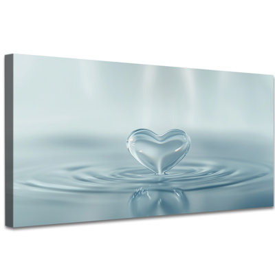 Zen Wall Art - Calming Heart Water Pictures and Canvas Prints, Relaxing Painting Zen Bathroom Wall Decor and Spa Artwork for Meditation Room Pine Frame, 20×40 inches
