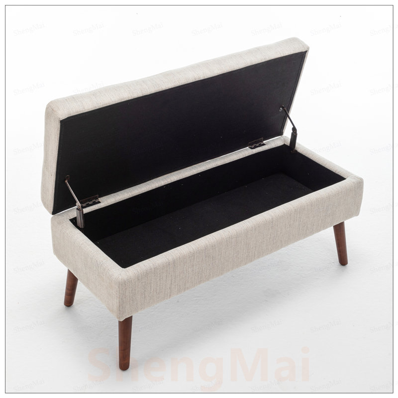Banc de rangement polyvalent pour la chambre à coucher et le vestibule, conception à plateau relevable avec intérieur spacieux, parfait pour organiser et asseoir