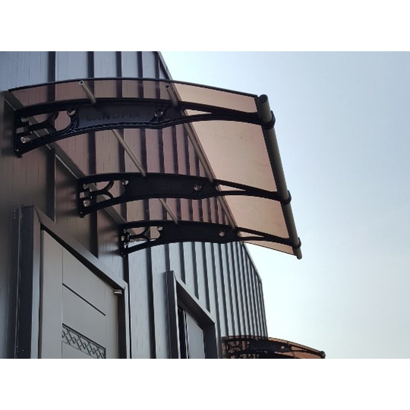 Mertzon 1.5m Width x 1.27m Depth Door Canopy Black-Bracket Bronze-Sheet