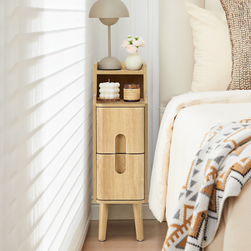 2-Drawer Narrow Nightstand, Yellow