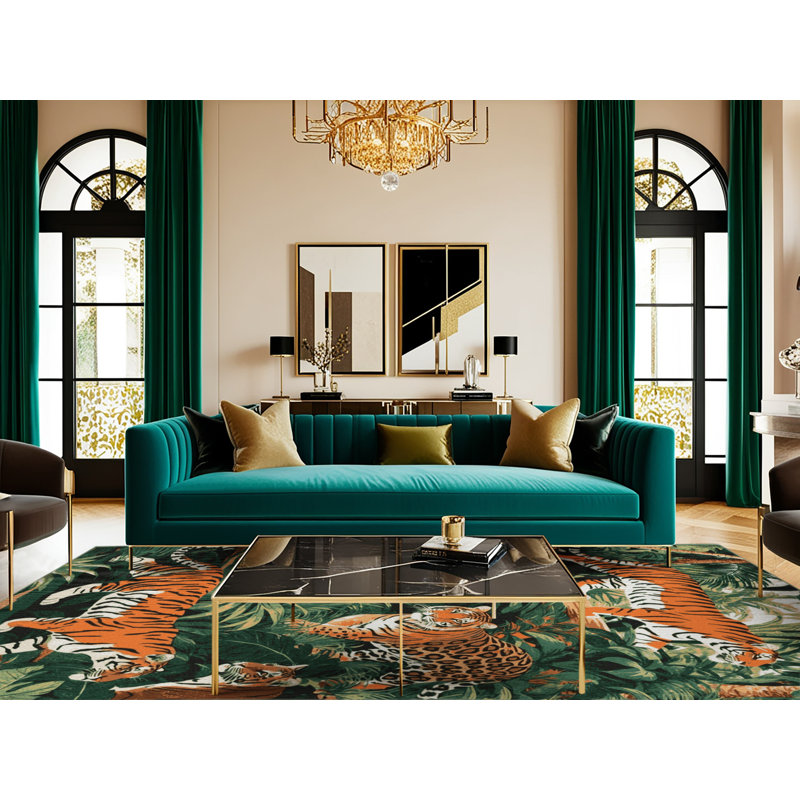  Washable Jungle Cat Big Cats Area Rug, Rectangle 7 pi x 9 pi