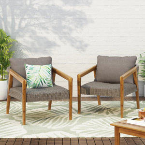 Tribesigns Arshiv Acacia Wood Patio Chair with Cushions 