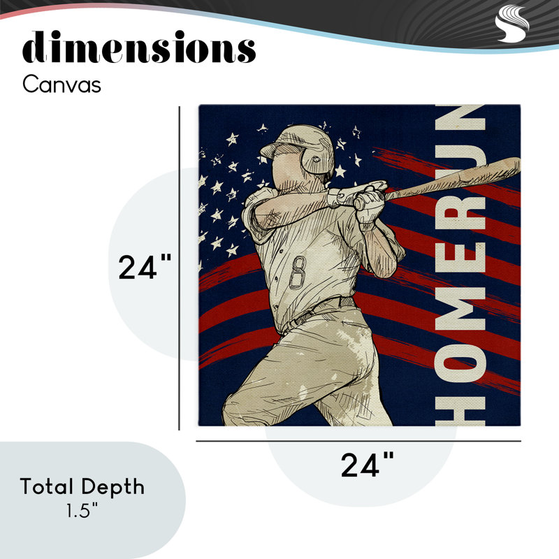 Toile de baseball Patriotic Home Run, design par LightBoxJournal, H 24 po x l 24 po