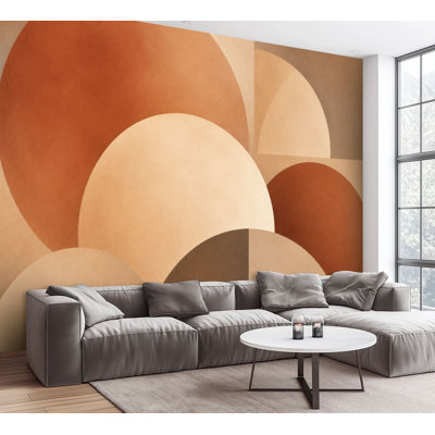 Wall Mural Peel and Stick Wallpaper Abstract Geometric Design Earthy Tones Circular Patterns Self-Adhesive Removable Contact Paper Wall Decor for Living Room Bedroom 100"H x 144"W