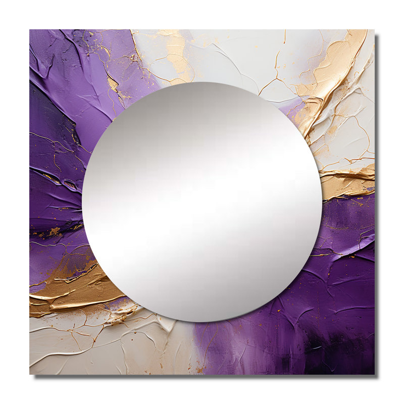 Hydia - Miroir abstrait à spirales carrées pour décoration murale, 23 po x 23 po