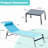 Aluminum Patio Chaise Lounge - 2 Adjustable Chairs And 1 Side Table With Sunbathing Recliner In Lake Blue For Poolside 3 Pieces Seat Garden Use (2 Loungers +