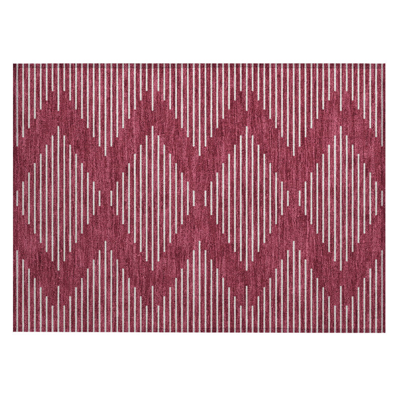 Garnet Red Synthetic Flat Woven Rectangular Rug 1'8" x 2'6"
