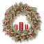 36In. Battery Operated Snowy Bristle Berry Wreath With Three Candle