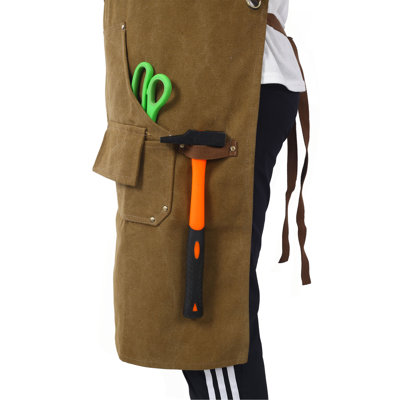 Long Heavy Duty  Canvas Tool Apron, Carpenter Aprons, Woodworking Aprons, Carpenters 16 Oz ,Fully Adjustable To Comfortably Fit Men And Women ,Not Waxed
