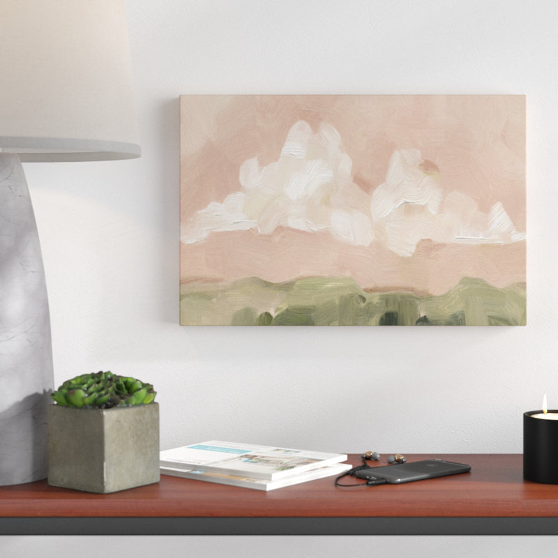 Pink Haze Sunset I 1 Piece Painting on Canvas, 30cm H x 46cm W, Wrapped Canvas
