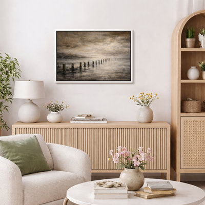 «Moody Coastal Pier», œuvre d'art sur toile encadrée, impression sur toile