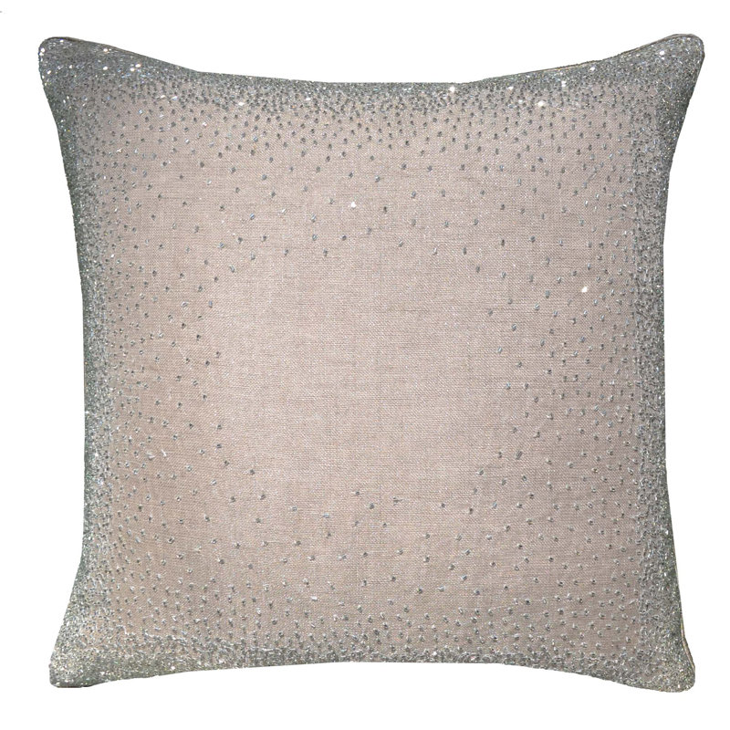 Lurex Linen Square Throw Pillow, Wheat