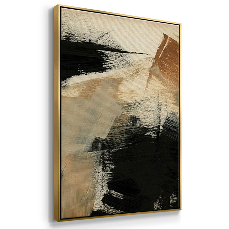 " Baked Paintstrokes I " 3 - Pieces, Gold, 27" H x 54" W