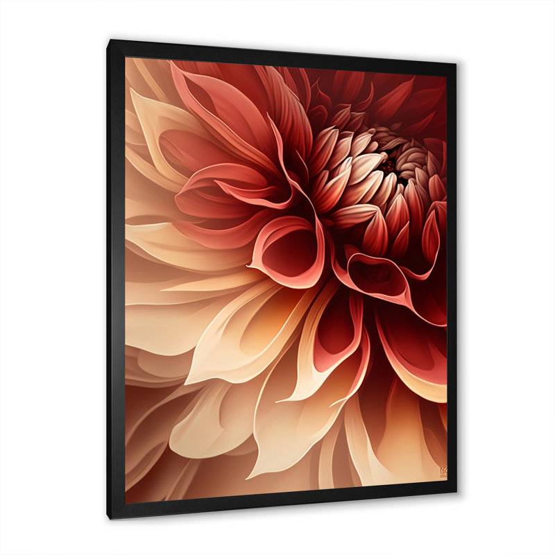 Fleur de dahlia orange IV - reproduction sur toile, Impression noire sur toile encadrée, L 12 po x H 20 po