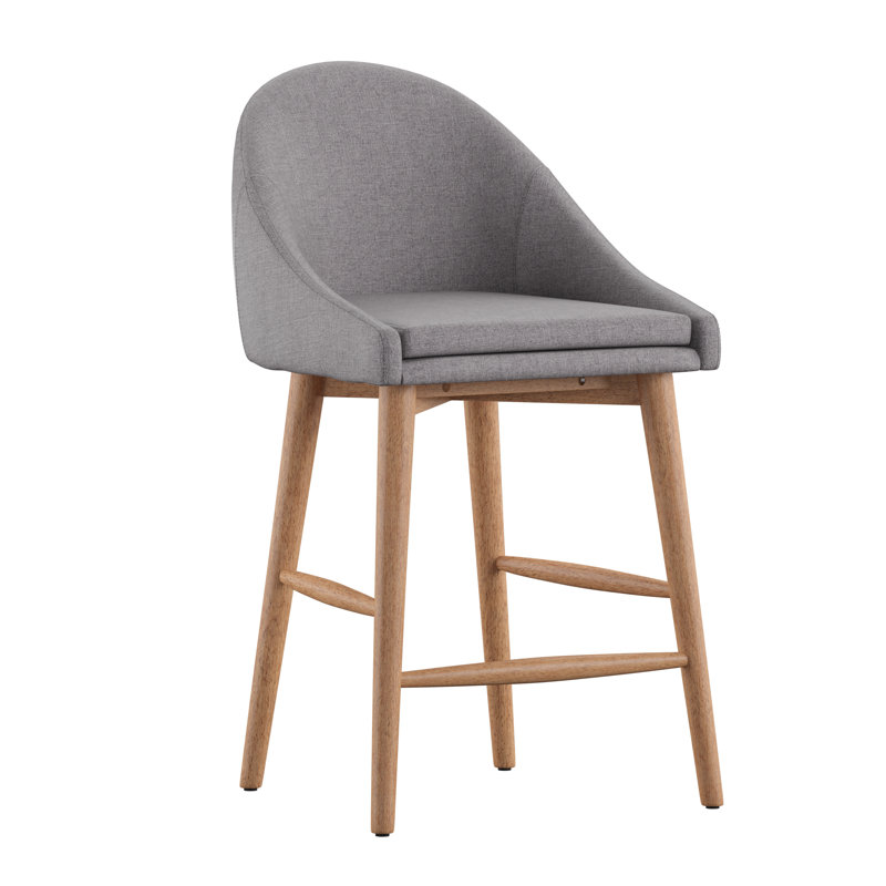 Loyd Upholstered Linen Blend Counter Stool, Natural, Gray Linen, Counter Stool (24.25" Seat Height)