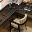 Bureau en L noir en bois massif-1399809576
