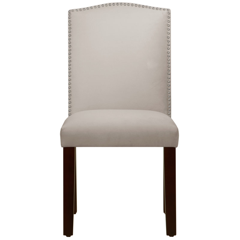 Chaise rembourrée Tietjen, Velours performance gris clair Bella, Espresso