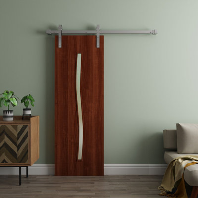 Modern Barn Door - ESSENTIAL 8002 - 6.6FT Rail Track Heavy Hardware Set - Solid Panel Interior Doors