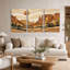 Desert Canyon avec cactus et texture de grain de bois, ensemble de 3 toiles-242536096