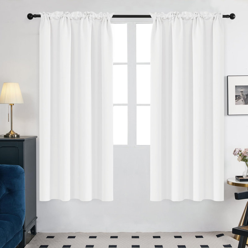 Room Darkening Rod Pocket Thermal Insulated Blackout Curtains (Set of 4), 38" W x 63" L, Graywish White