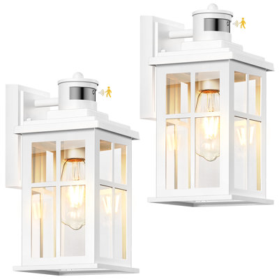 Aluminum White Wall Light With Dusk to Dawn and Motion Sensor 